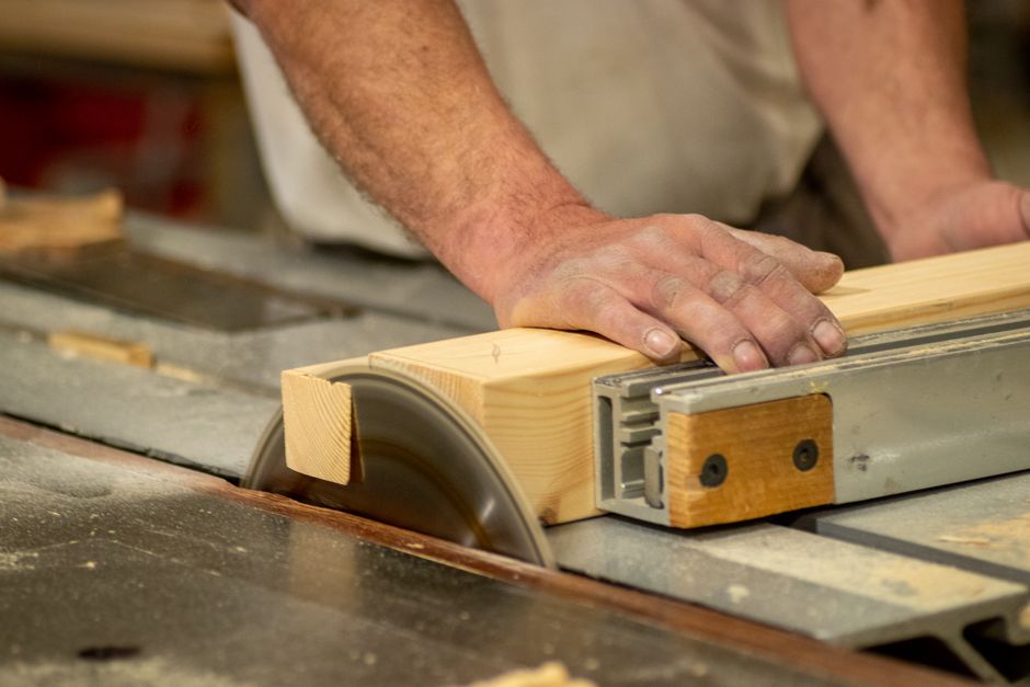 Carpenter building wood cabinets