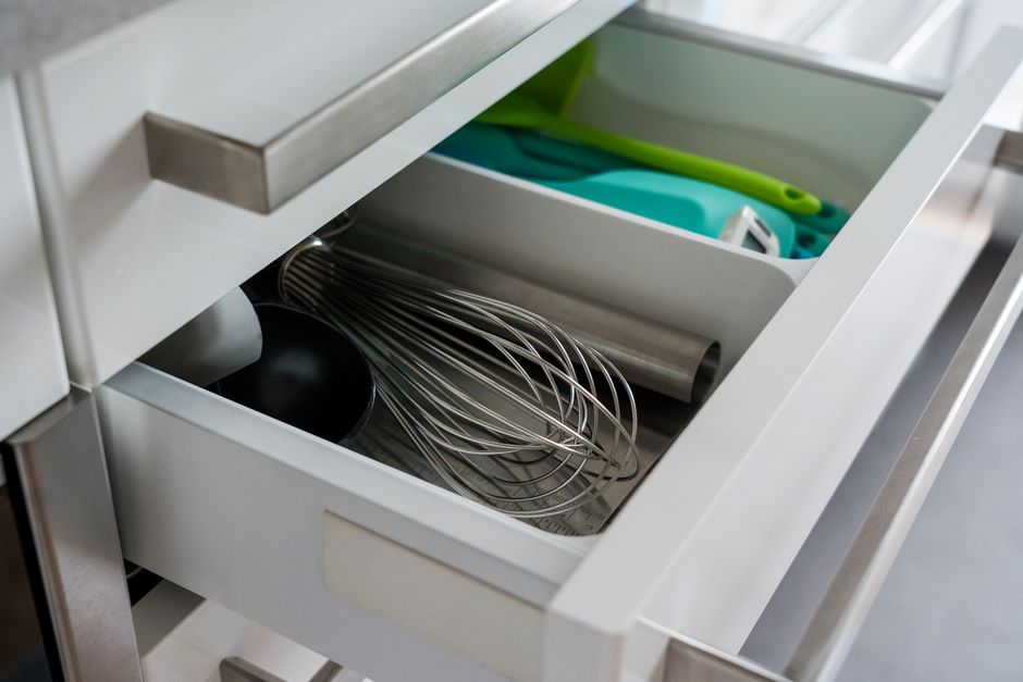 Organized kitchen drawer interior